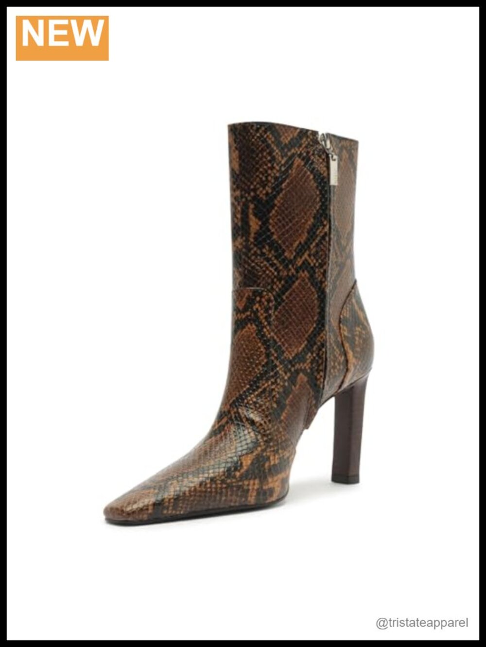 Women's Mid-Calf Ankle Boots Snake Embossed Leather